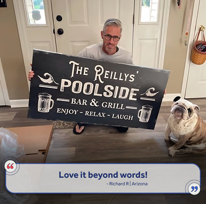 Personalized Poolside Bar And Grill Sign III by Tailored Canvases