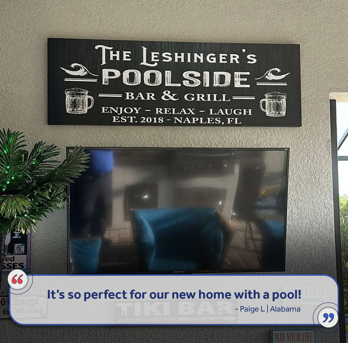 Personalized Poolside Bar And Grill Sign III by Tailored Canvases