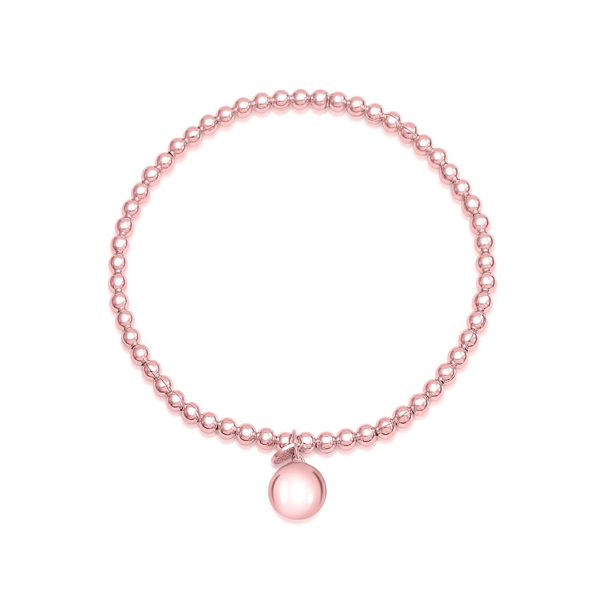 Sterling Silver 925 Polished Bead Stretch Bracelet with Ball Accent Charm by Massete