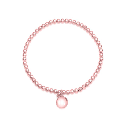Sterling Silver 925 Polished Bead Stretch Bracelet with Ball Accent Charm by Massete