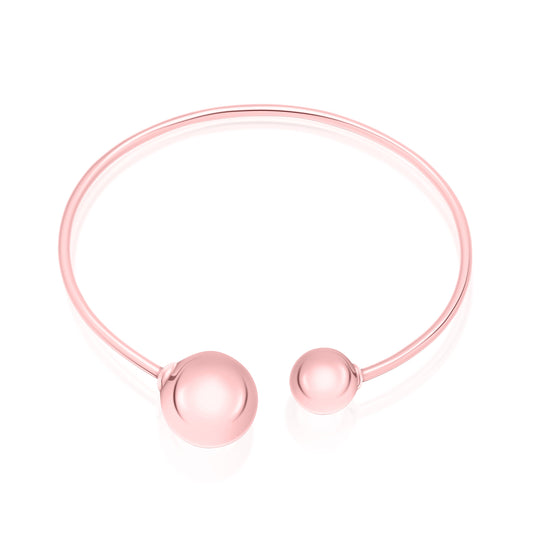 Sterling Silver 925 Polished Double Ball Wire Bracelet by Massete