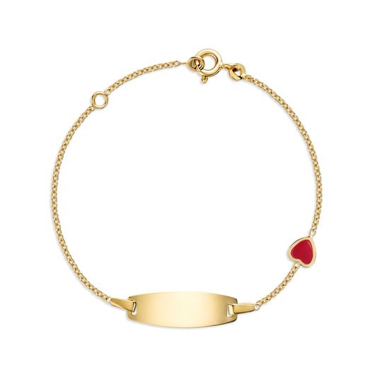 UNICORNJ 14k Yellow Gold Girls ID Bracelet Engravable with Enamel Charm for Girls Kids Toddler Baby Made in Italy 5.5" by Massete