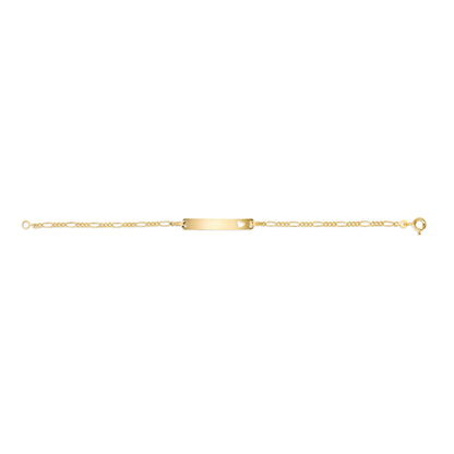 UNICORNJ 14k Yellow Gold Girls ID Bracelet Engravable with Heart Cutout for Girls Kids Toddler Baby Figaro Chain 3+1 Links Made in Italy 5.5" by Massete