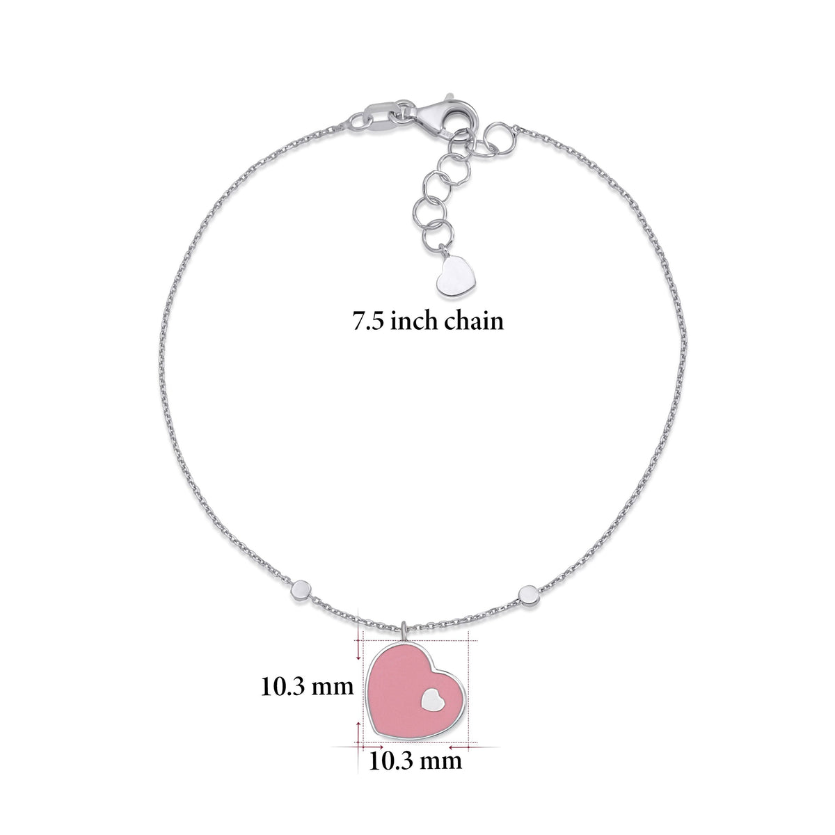 UNICORNJ 14K White Gold Bracelet with Light Pink or Light Blue Enamel Sliding Heart Accent 7.5" Italy by Massete