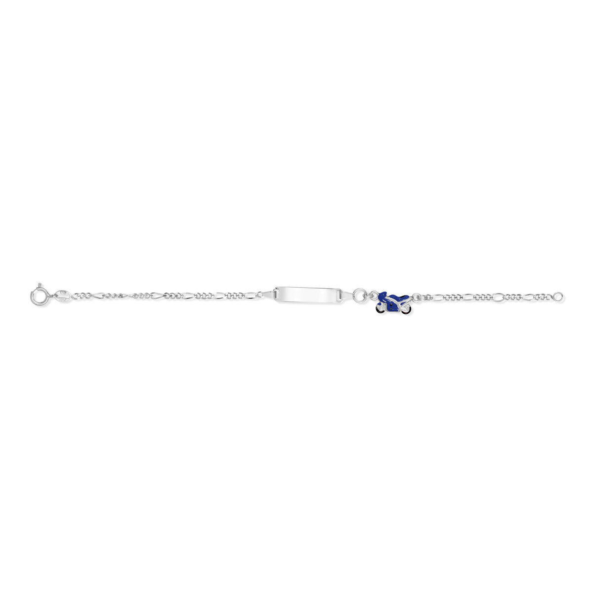 UNICORNJ Sterling Silver 925 Engravable ID Bracelet Figaro Chain for Boys Girls with Enamel Charm 6.5" by Massete
