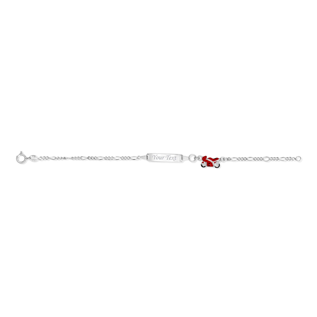 UNICORNJ Sterling Silver 925 Engravable ID Bracelet Figaro Chain for Boys Girls with Enamel Charm 6.5" by Massete