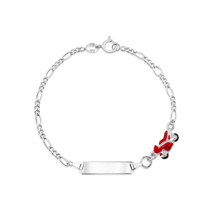UNICORNJ Sterling Silver 925 Engravable ID Bracelet Figaro Chain for Boys Girls with Enamel Charm 6.5" by Massete