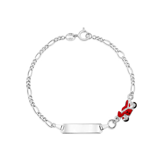 UNICORNJ Sterling Silver 925 Engravable ID Bracelet Figaro Chain for Boys Girls with Enamel Charm 6.5" by Massete