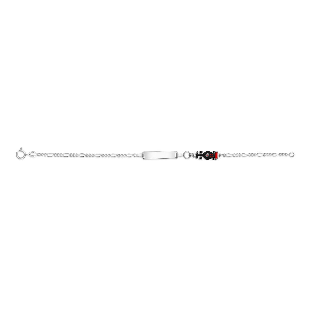 UNICORNJ Sterling Silver 925 Engravable ID Bracelet Figaro Chain for Boys Girls with Enamel Charm 6.5" by Massete