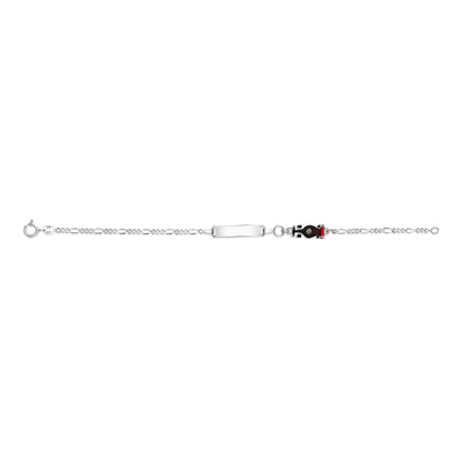 UNICORNJ Sterling Silver 925 Engravable ID Bracelet Figaro Chain for Boys Girls with Enamel Charm 6.5" by Massete