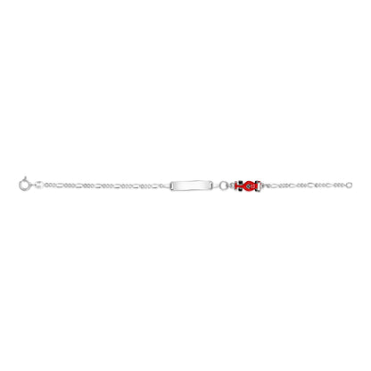 UNICORNJ Sterling Silver 925 Engravable ID Bracelet Figaro Chain for Boys Girls with Enamel Charm 6.5" by Massete