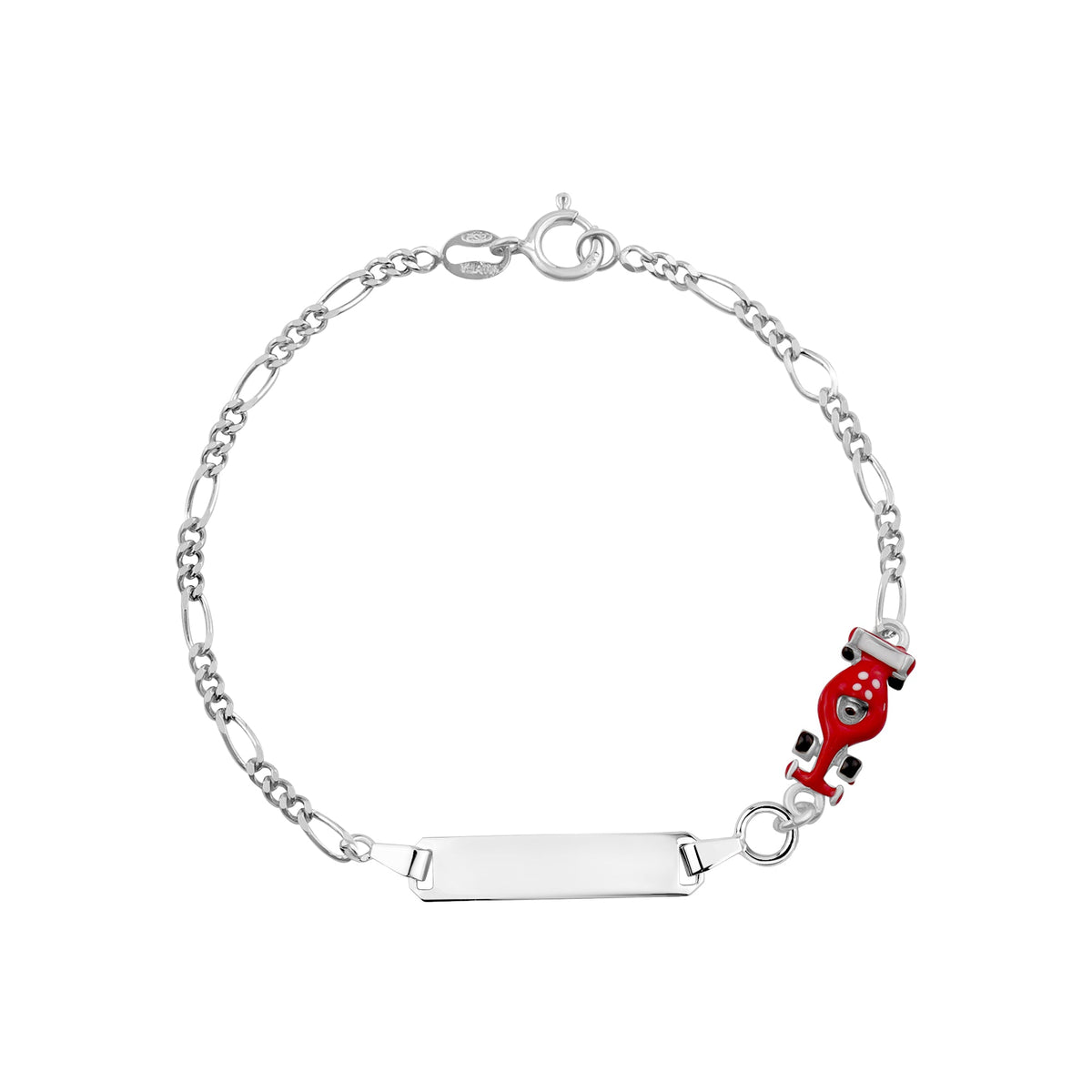 UNICORNJ Sterling Silver 925 Engravable ID Bracelet Figaro Chain for Boys Girls with Enamel Charm 6.5" by Massete