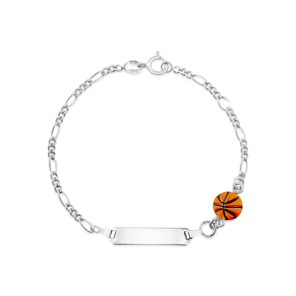 UNICORNJ Sterling Silver 925 Engravable ID Bracelet Figaro Chain for Boys Girls with Enamel Charm 6.5" by Massete