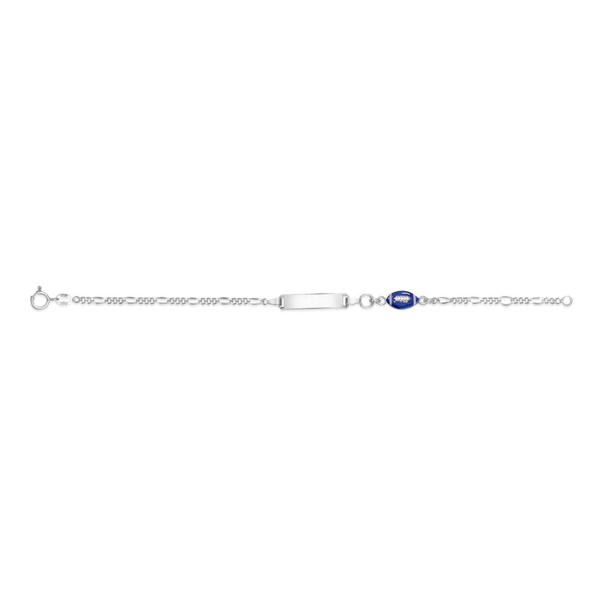 UNICORNJ Sterling Silver 925 Engravable ID Bracelet Figaro Chain for Boys Girls with Enamel Charm 6.5" by Massete