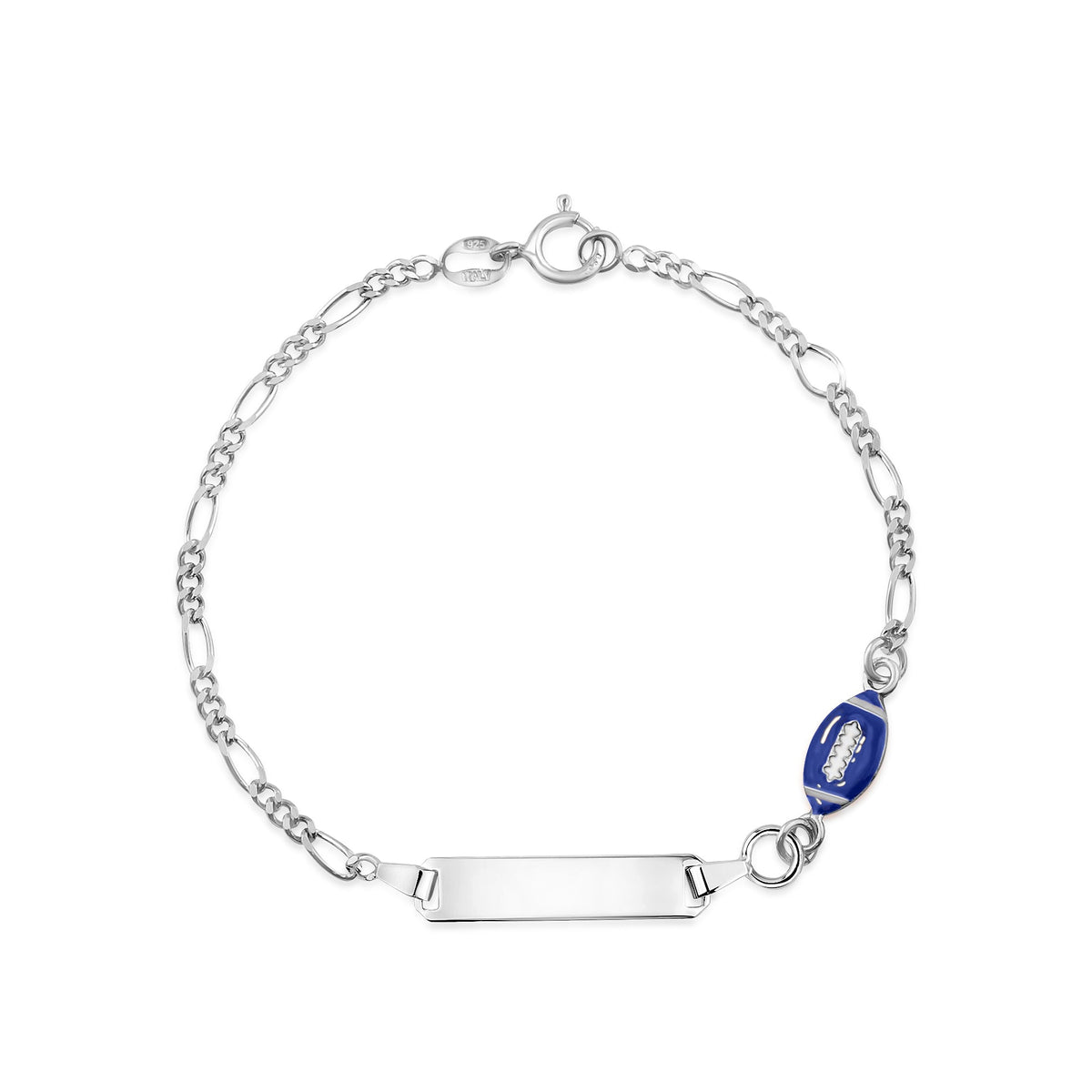 UNICORNJ Sterling Silver 925 Engravable ID Bracelet Figaro Chain for Boys Girls with Enamel Charm 6.5" by Massete