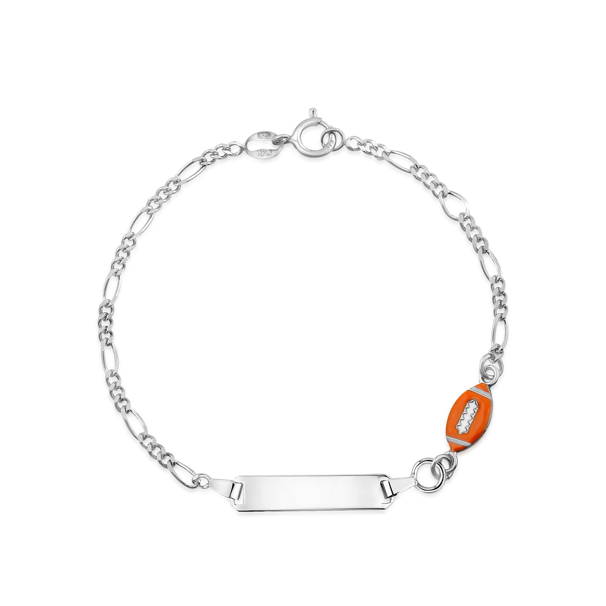 UNICORNJ Sterling Silver 925 Engravable ID Bracelet Figaro Chain for Boys Girls with Enamel Charm 6.5" by Massete
