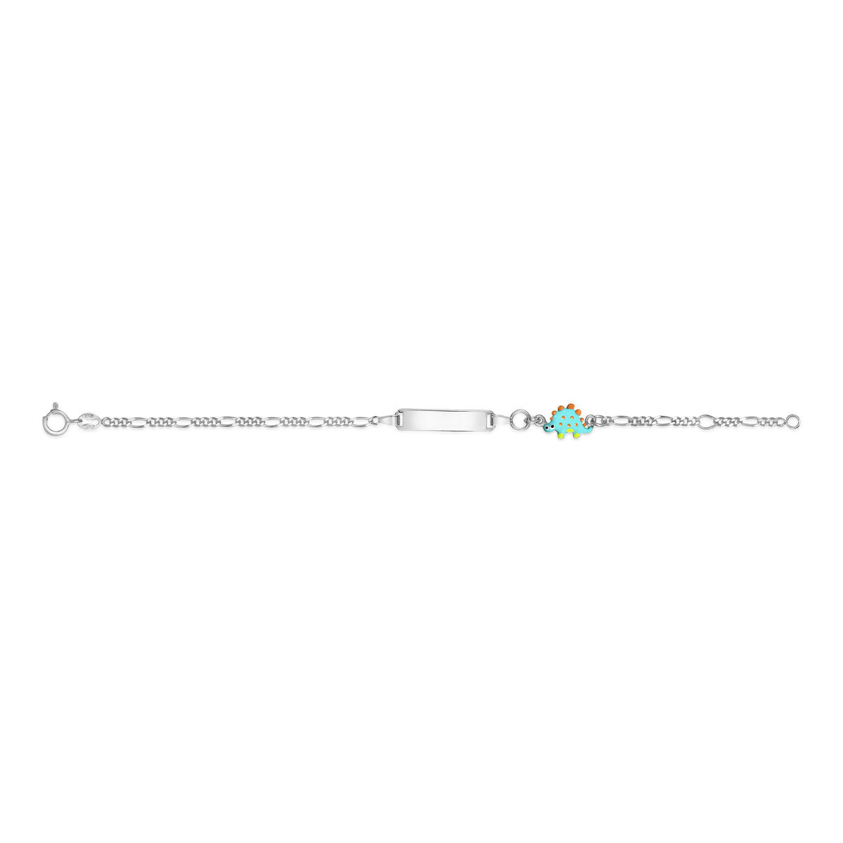 UNICORNJ Sterling Silver 925 Engravable ID Bracelet Figaro Chain for Boys Girls with Enamel Charm 6.5" by Massete