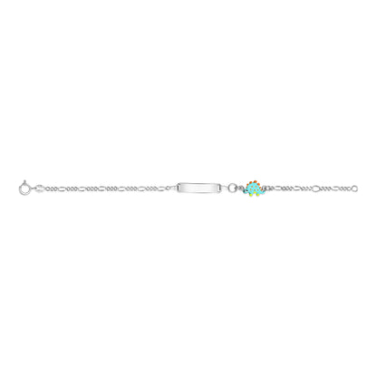 UNICORNJ Sterling Silver 925 Engravable ID Bracelet Figaro Chain for Boys Girls with Enamel Charm 6.5" by Massete