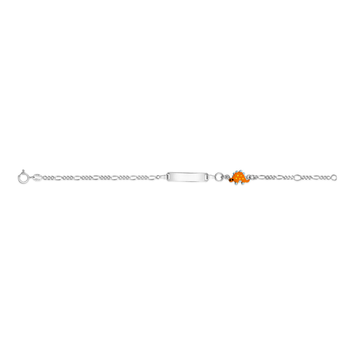UNICORNJ Sterling Silver 925 Engravable ID Bracelet Figaro Chain for Boys Girls with Enamel Charm 6.5" by Massete