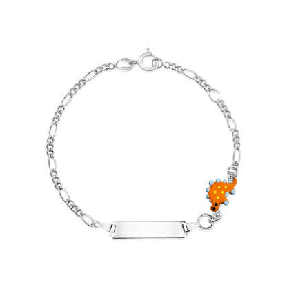 UNICORNJ Sterling Silver 925 Engravable ID Bracelet Figaro Chain for Boys Girls with Enamel Charm 6.5" by Massete