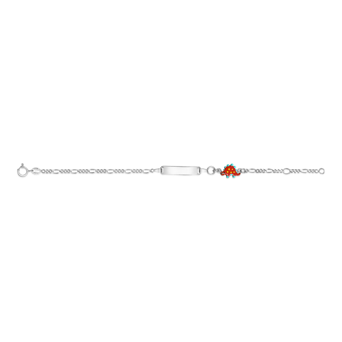 UNICORNJ Sterling Silver 925 Engravable ID Bracelet Figaro Chain for Boys Girls with Enamel Charm 6.5" by Massete