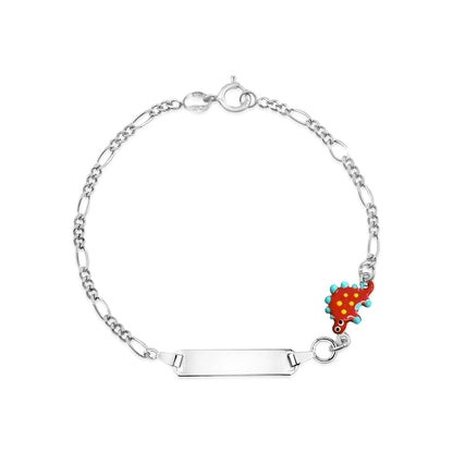 UNICORNJ Sterling Silver 925 Engravable ID Bracelet Figaro Chain for Boys Girls with Enamel Charm 6.5" by Massete
