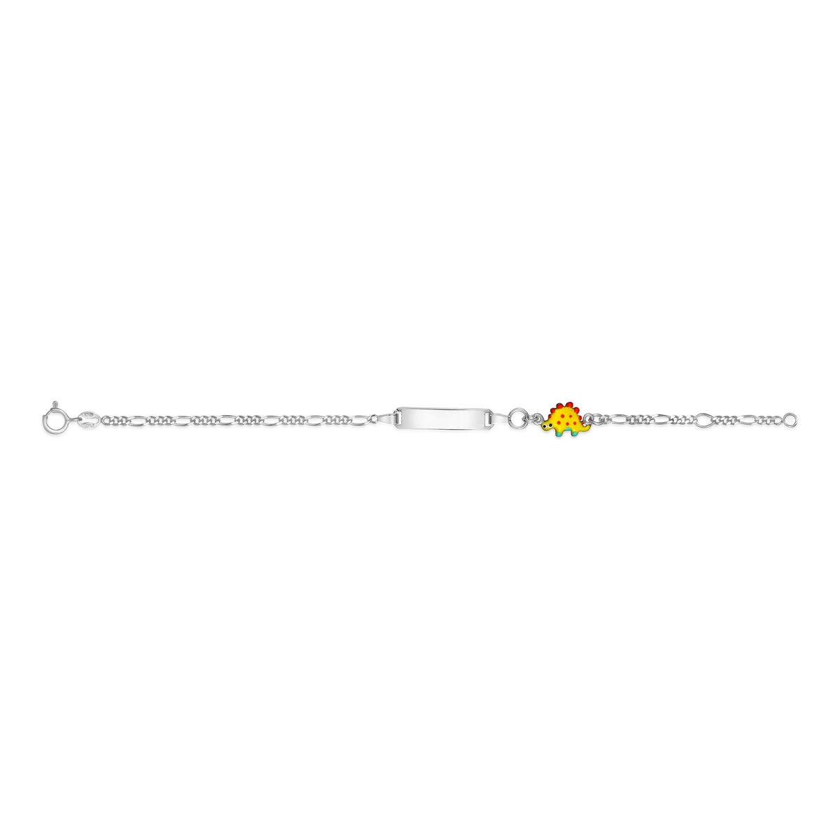 UNICORNJ Sterling Silver 925 Engravable ID Bracelet Figaro Chain for Boys Girls with Enamel Charm 6.5" by Massete