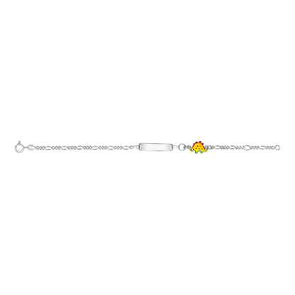 UNICORNJ Sterling Silver 925 Engravable ID Bracelet Figaro Chain for Boys Girls with Enamel Charm 6.5" by Massete