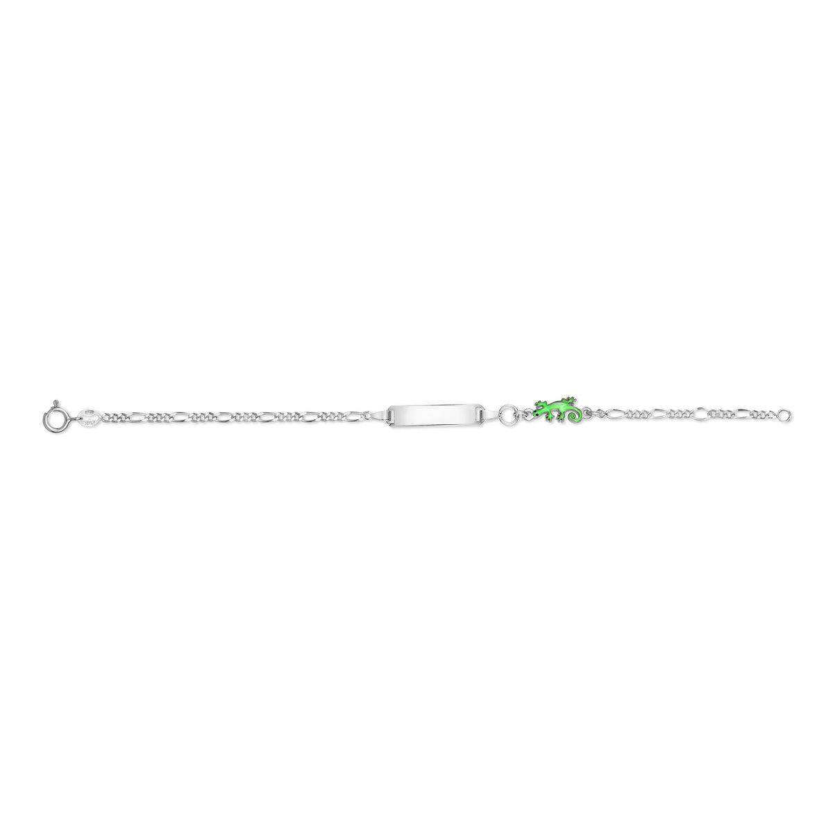 UNICORNJ Sterling Silver 925 Engravable ID Bracelet Figaro Chain for Boys Girls with Enamel Charm 6.5" by Massete