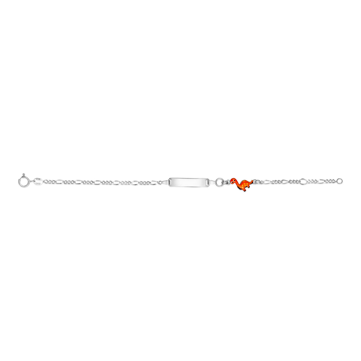 UNICORNJ Sterling Silver 925 Engravable ID Bracelet Figaro Chain for Boys Girls with Enamel Charm 6.5" by Massete