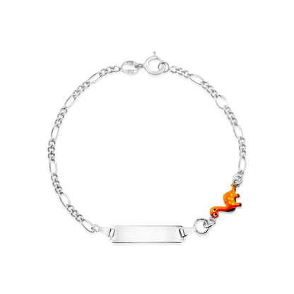 UNICORNJ Sterling Silver 925 Engravable ID Bracelet Figaro Chain for Boys Girls with Enamel Charm 6.5" by Massete