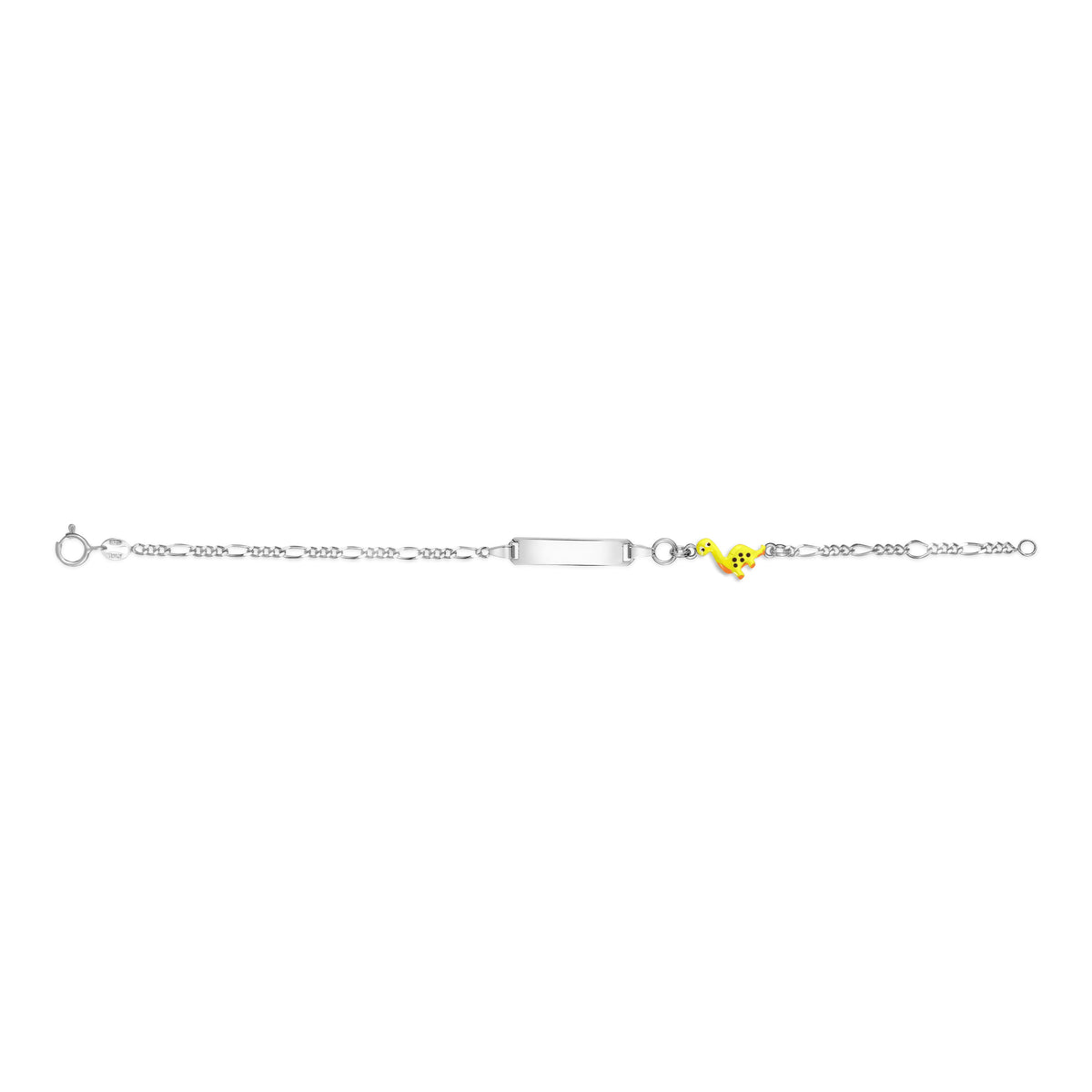 UNICORNJ Sterling Silver 925 Engravable ID Bracelet Figaro Chain for Boys Girls with Enamel Charm 6.5" by Massete