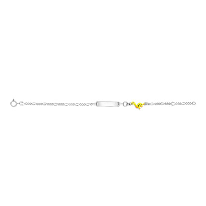 UNICORNJ Sterling Silver 925 Engravable ID Bracelet Figaro Chain for Boys Girls with Enamel Charm 6.5" by Massete