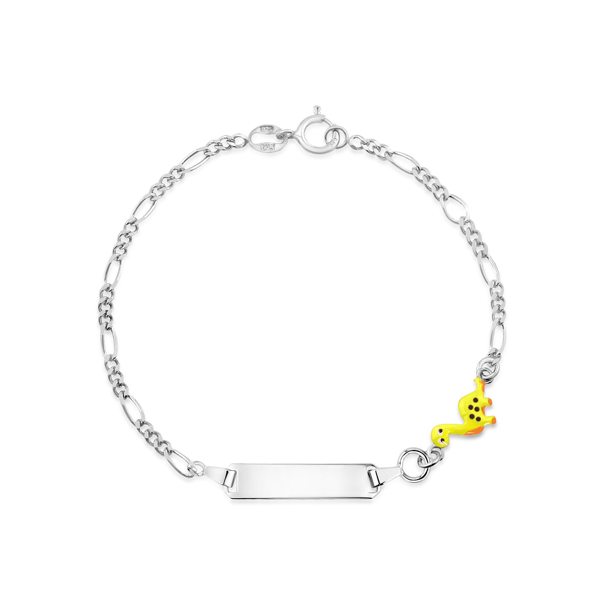 UNICORNJ Sterling Silver 925 Engravable ID Bracelet Figaro Chain for Boys Girls with Enamel Charm 6.5" by Massete