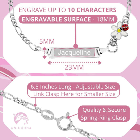 UNICORNJ Sterling Silver 925 Childrens Bracelet with Enamel Charm Italy by Massete