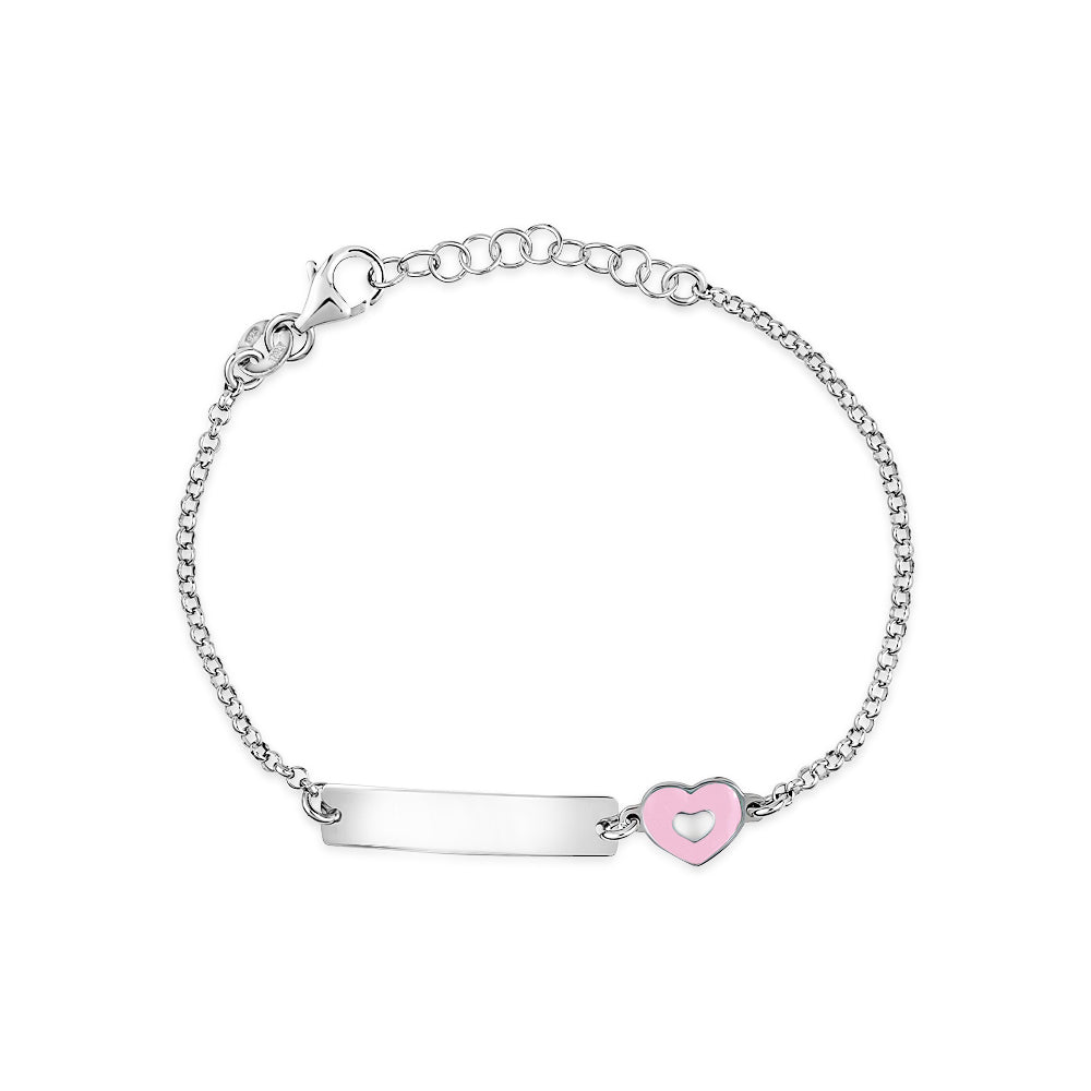 UNICORNJ Sterling Silver 925 Engravable ID Bracelet Rolo Chain for Girls Boys with Enamel 6.5" by Massete