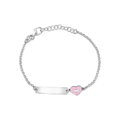 UNICORNJ Sterling Silver 925 Engravable ID Bracelet Rolo Chain for Girls Boys with Enamel 6.5" by Massete