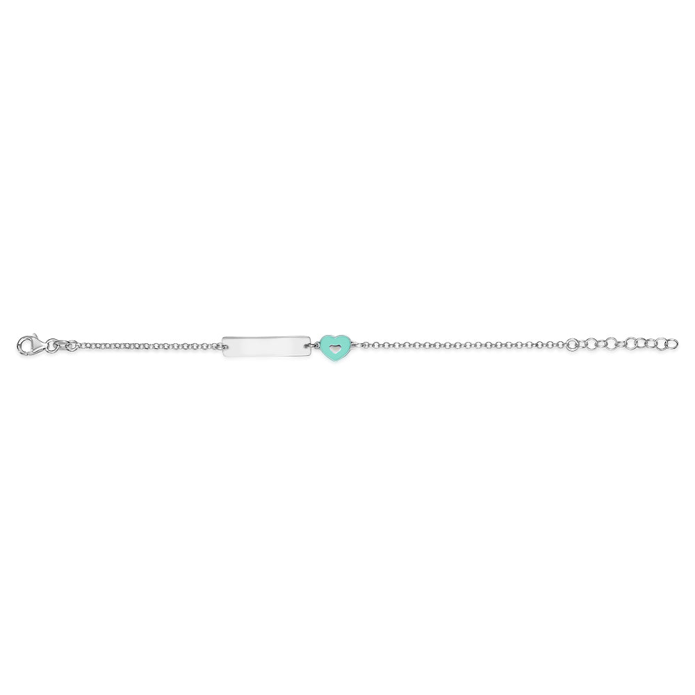 UNICORNJ Sterling Silver 925 Engravable ID Bracelet Rolo Chain for Girls Boys with Enamel 6.5" by Massete
