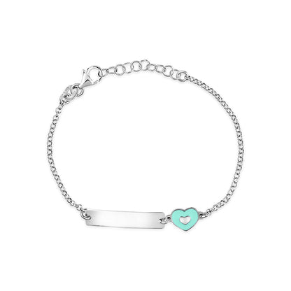 UNICORNJ Sterling Silver 925 Engravable ID Bracelet Rolo Chain for Girls Boys with Enamel 6.5" by Massete