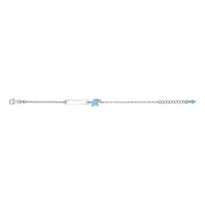 UNICORNJ Sterling Silver 925 Engravable ID Bracelet Rolo Chain for Girls Boys with Enamel 6.5" by Massete