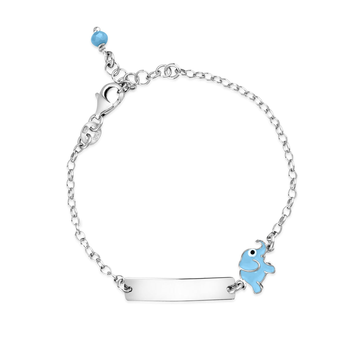 UNICORNJ Sterling Silver 925 Engravable ID Bracelet Rolo Chain for Girls Boys with Enamel 6.5" by Massete