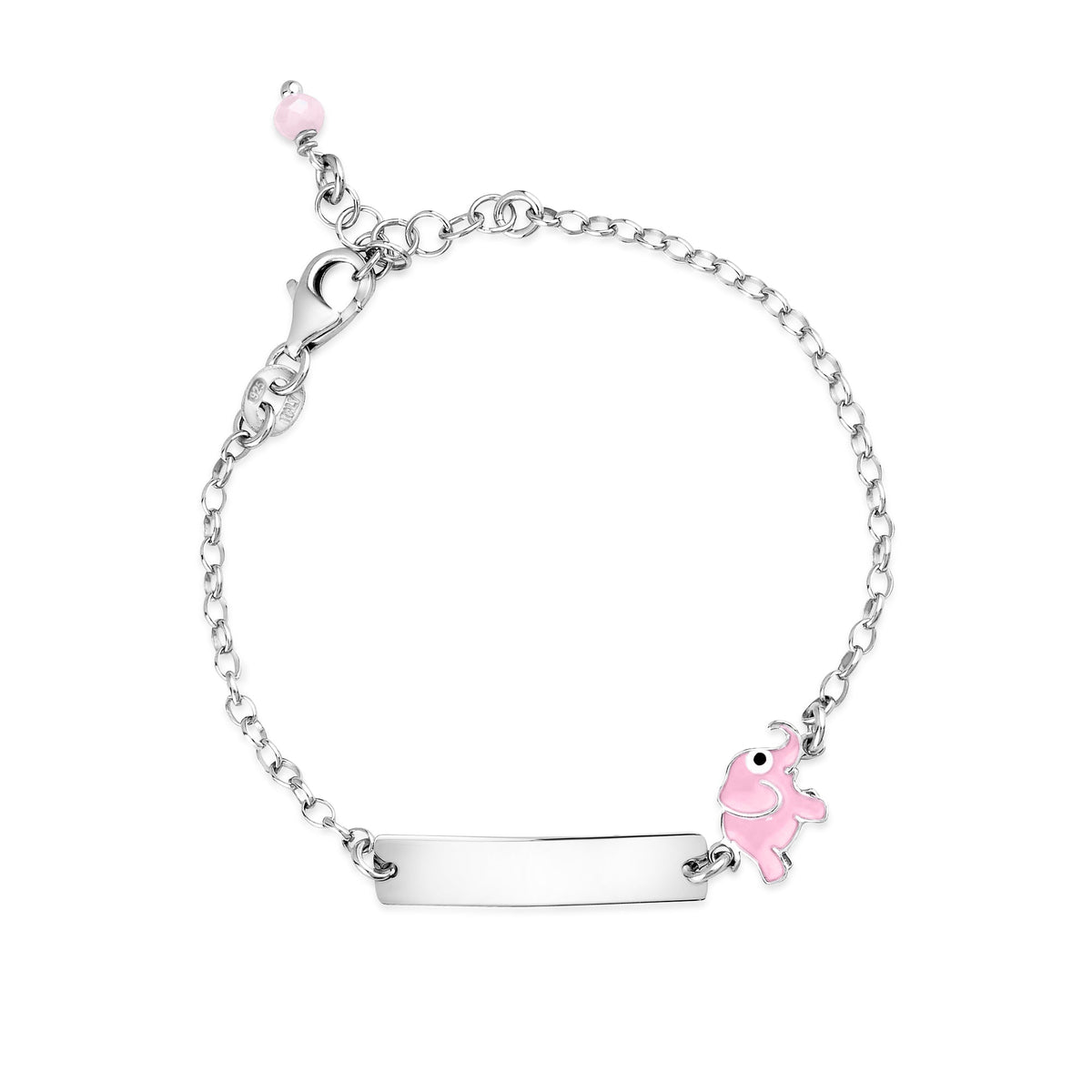 UNICORNJ Sterling Silver 925 Engravable ID Bracelet Rolo Chain for Girls Boys with Enamel 6.5" by Massete
