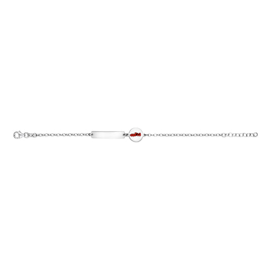UNICORNJ Sterling Silver 925 Engravable ID Bracelet for Boys Girls Sports Enamel Rolo Chain 6.5" by Massete