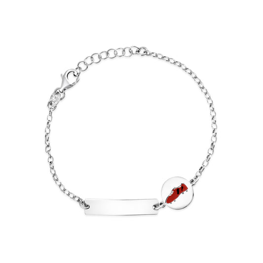 UNICORNJ Sterling Silver 925 Engravable ID Bracelet for Boys Girls Sports Enamel Rolo Chain 6.5" by Massete