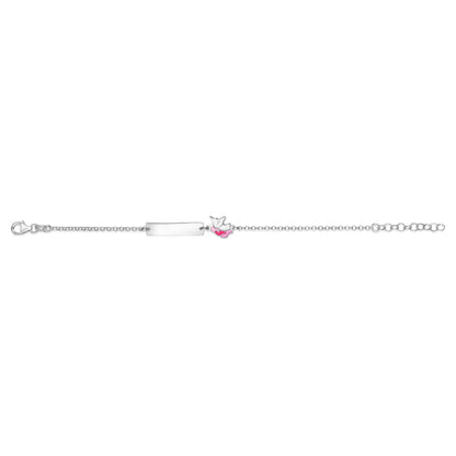 UNICORNJ Sterling Silver 925 Engravable ID Bracelet Rolo Chain for Girls Boys with Enamel 6.5" by Massete