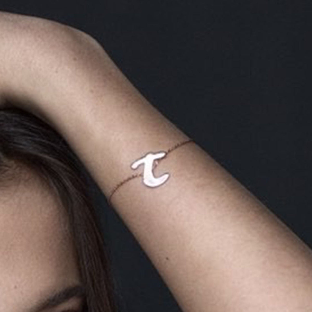 Initial Bracelet in Rose Gold Plated Sterling Silver with CZ Letters by Massete