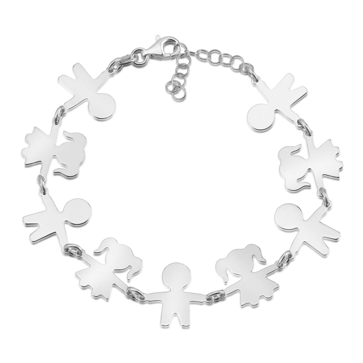 Sterling Silver Rose Gold Plate High Polished Girls Boys Holding Hands Silhouette Figure Bracelet 8" by Massete
