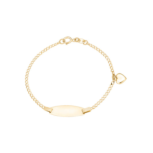 Unicornj 14k yellow gold kids engravable ID bracelet with heart charm