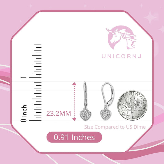 UNICORNJ Children's Tweens Sterling Silver 925 Cubic Zirconia Dangle Leverback Earrings Italy by Massete