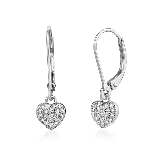 UNICORNJ Children's Tweens Sterling Silver 925 Cubic Zirconia Dangle Leverback Earrings Italy by Massete